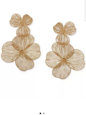 Lonna & Lily Gold-Tone Openwork Flower Double Drop Earrings